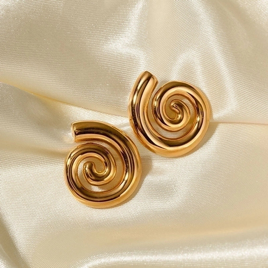 1 Pair Vintage Style Luxurious Solid Color Plating 304 Stainless Steel 18K Gold Plated Stainless Steel Earrings