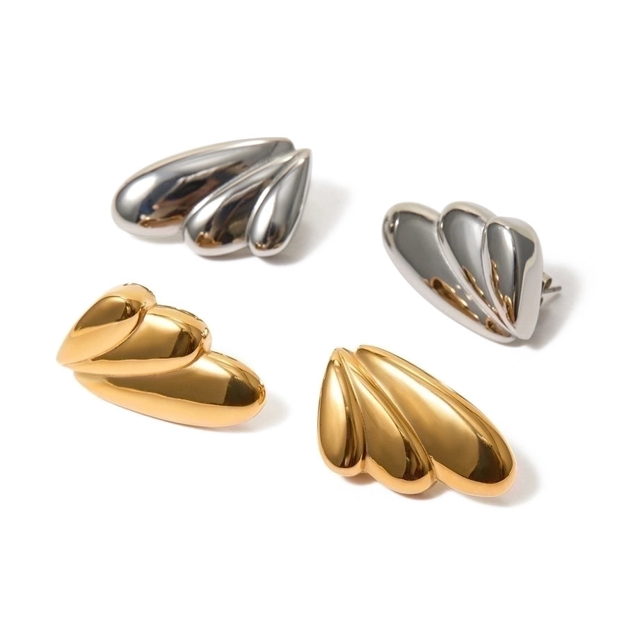 1 Pair Retro Commute Wings 304 Stainless Steel 18K Gold Plated Ear Studs