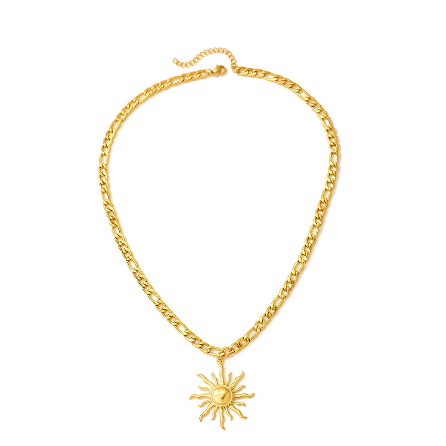 Jewelry Elegant Sunflower 304 Stainless Steel 18K Gold Plated Pendant Necklace