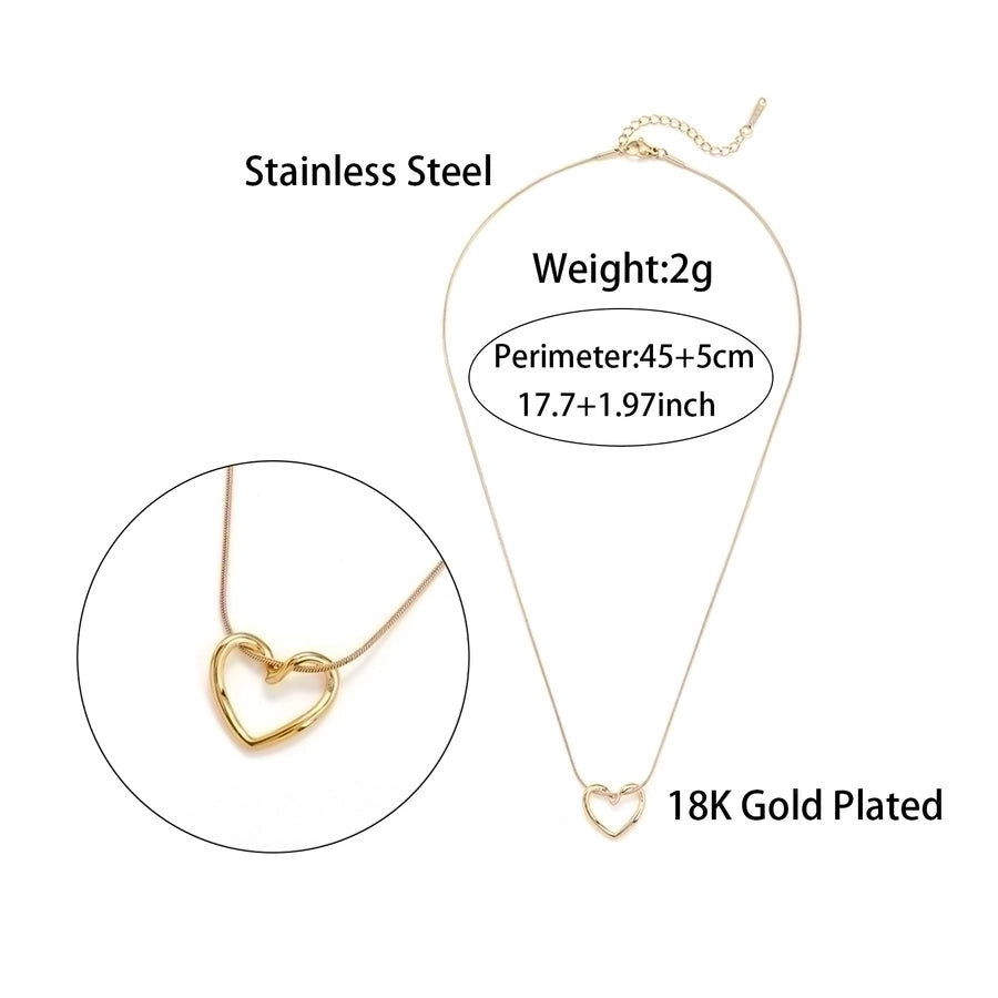 Jewelry Elegant Simple Style Heart Shape 304 Stainless Steel Copper 18K Gold Plated Hollow Out Pendant Necklace