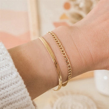 simple style u shape stainless steel plating chain 14k gold plated bracelets