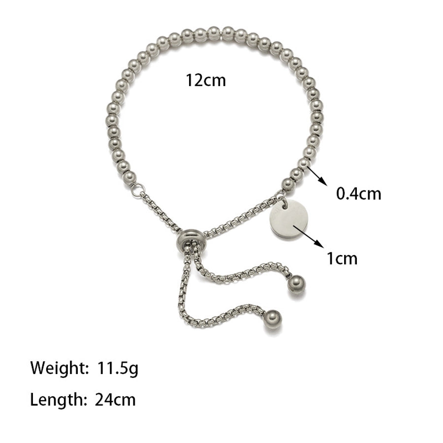 A Fashionable 18K Real Gold Stainless Steel round Beads Pull Bracelet Suitable for Women's Daily Wear