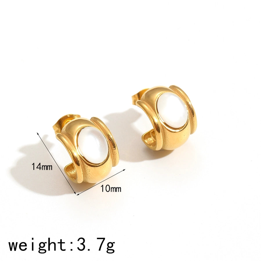 1 Pair IG Style Geometric Polishing Plating 304 Stainless Steel 18K Gold Plated Earrings