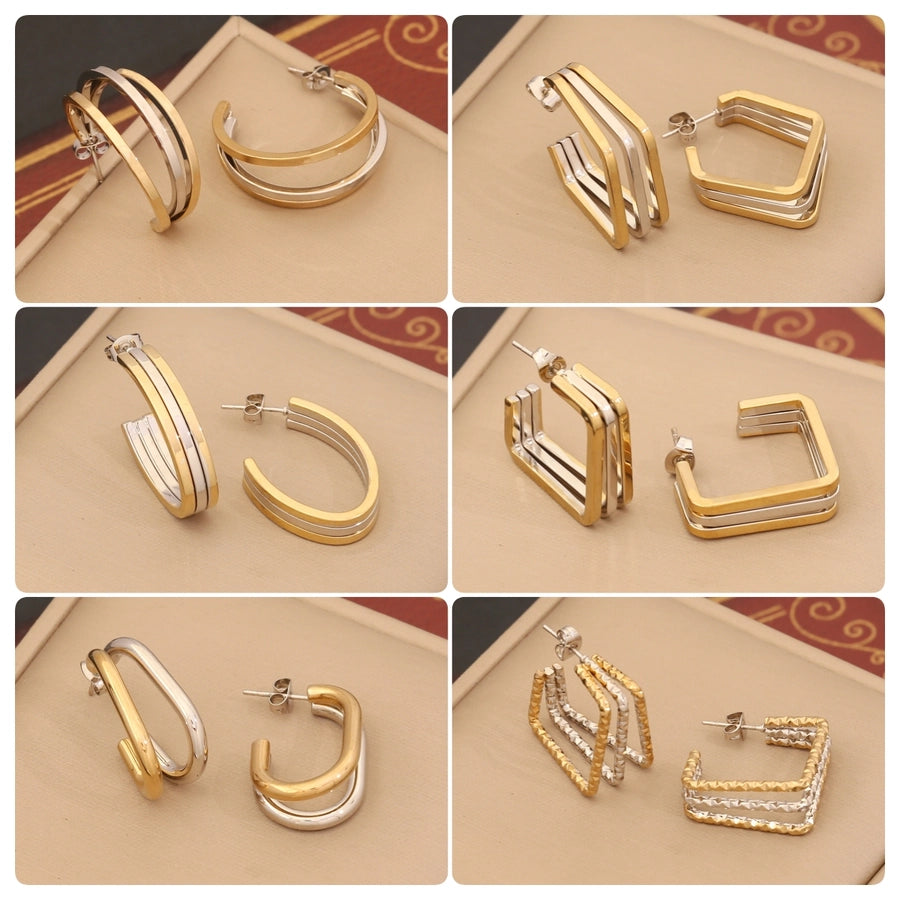 1 Pair Simple Style Commute Geometric 304 Stainless Steel 18K Gold Plated Ear Studs