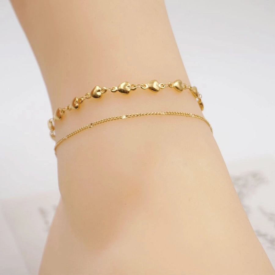 IG Style Casual Simple Style Heart Shape 304 Stainless Steel Titanium Steel Handmade Gold Plated Women's Anklet