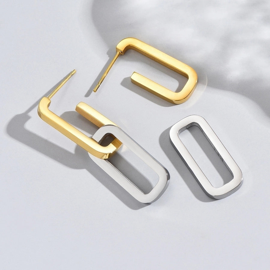 1 Pair Simple Style Classic Style Roman Style Multicolor Color Block Plating 304 Stainless Steel Titanium Steel 18K Gold Plated Drop Earrings