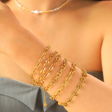 Casual Modern Style Simple Style Geometric 304 Stainless Steel 14K Gold Plated Stainless Steel Bracelets In Bulk