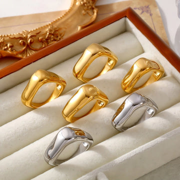 Jewelry Elegant Vacation Commute Geometric 304 Stainless Steel 18K Gold Plated Rings