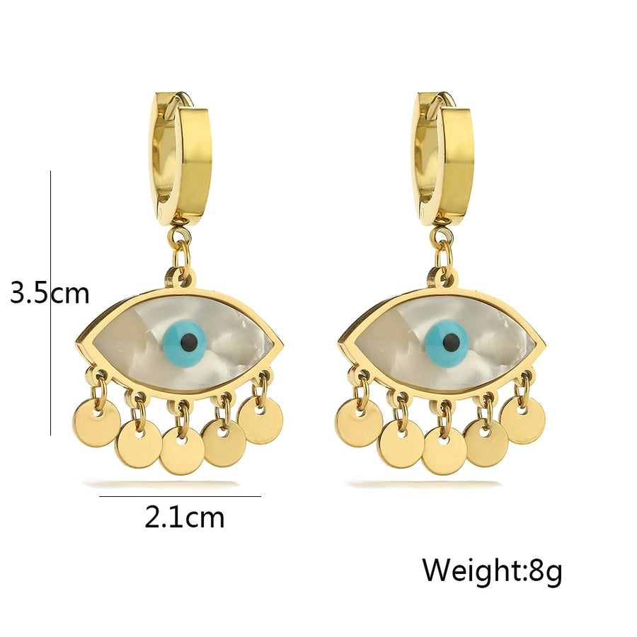 1 Pair Modern Style Artistic Devil'S Eye Plating 304 Stainless Steel Shell 18K Gold Plated Drop Earrings