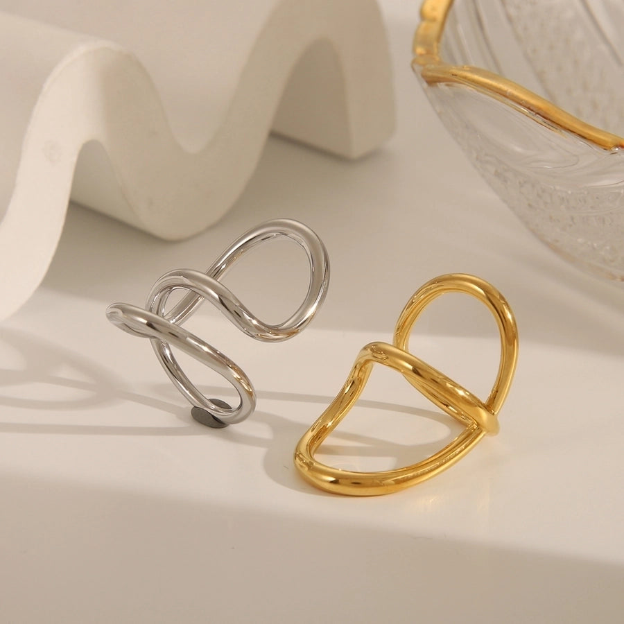 Jewelry IG Style Basic Commute Solid Color 304 Stainless Steel 14K Gold Plated Irregular Rings