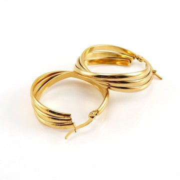 Fashion Geometric Plating 304 Stainless Steel 18K Gold Plated Stainless Steel Hoop Earrings
