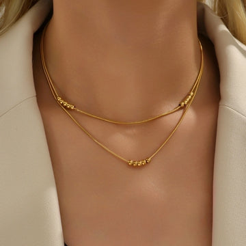 Jewelry IG Style Simple Style Solid Color 304 Stainless Steel Titanium Steel 18K Gold Plated Plating Layered Necklaces