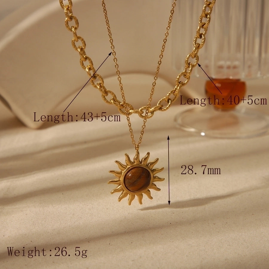 Jewelry Simple Style Classic Style Sun 304 Stainless Steel 18K Gold Plated Pendant Necklace