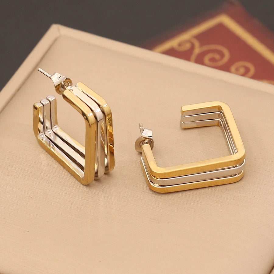 1 Pair Simple Style Commute Geometric 304 Stainless Steel 18K Gold Plated Ear Studs