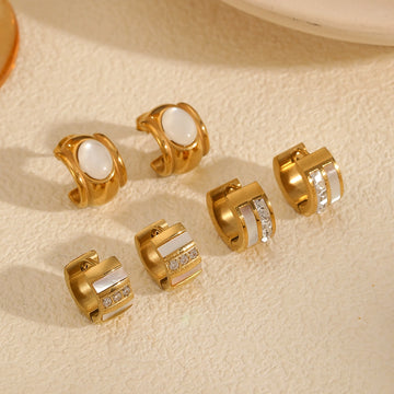 1 Pair IG Style Geometric Polishing Plating 304 Stainless Steel 18K Gold Plated Earrings