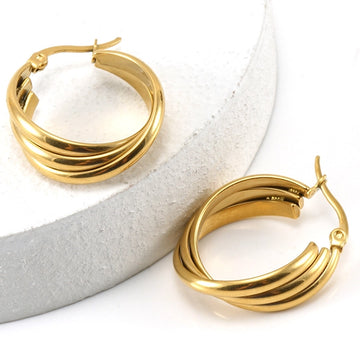 Fashion Geometric Plating 304 Stainless Steel 18K Gold Plated Stainless Steel Earrings