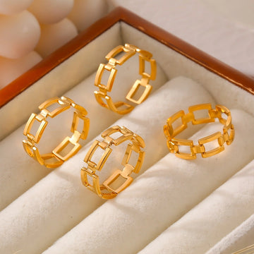 Jewelry Elegant Sweet Simple Style Geometric Titanium Steel 18K Gold Plated Plating Rings