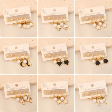 3 Pairs Simple Style Commute Star Plating 304 Stainless Steel 18K Gold Plated Drop Earrings