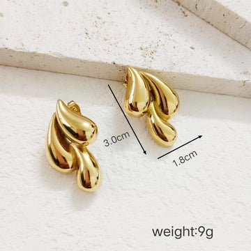 1 Pair Simple Style Water Droplets Plating 304 Stainless Steel 18K Gold Plated Ear Studs