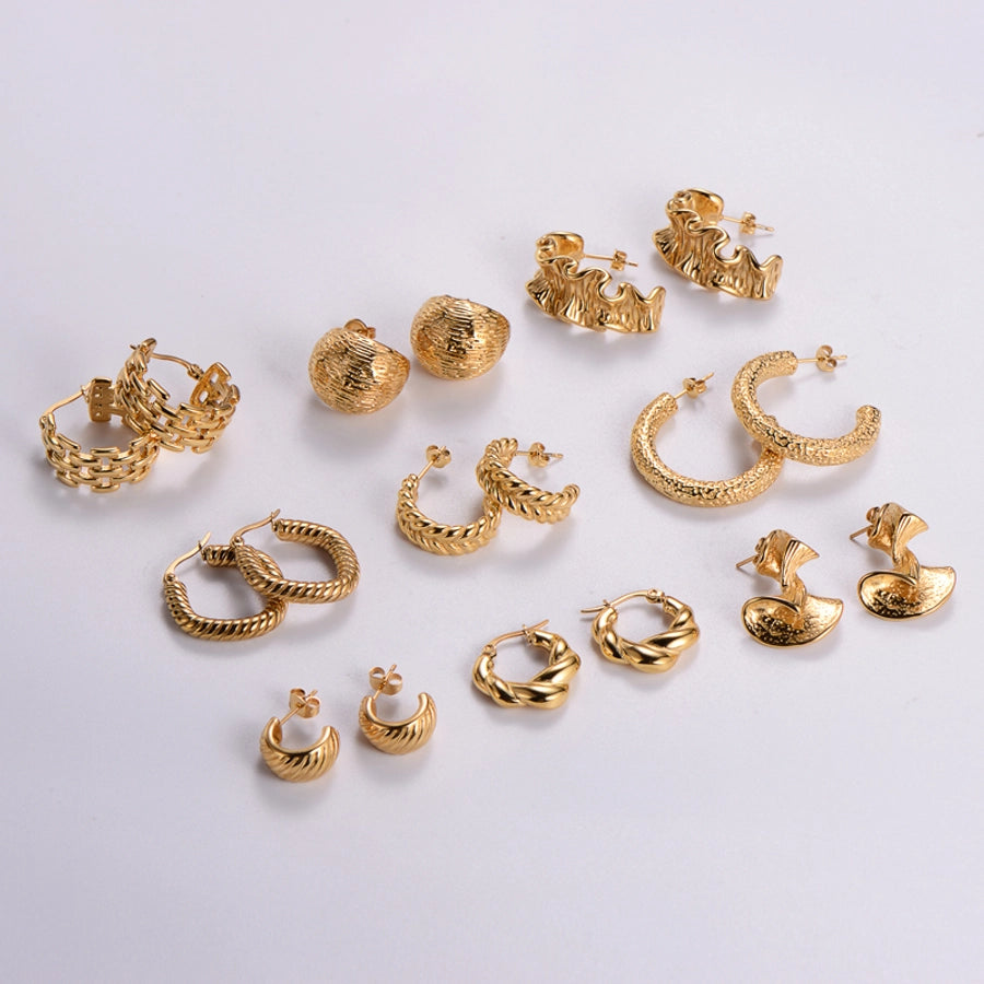 1 Pair Vintage Style C Shape Round Plating 304 Stainless Steel 18K Gold Plated Ear Studs