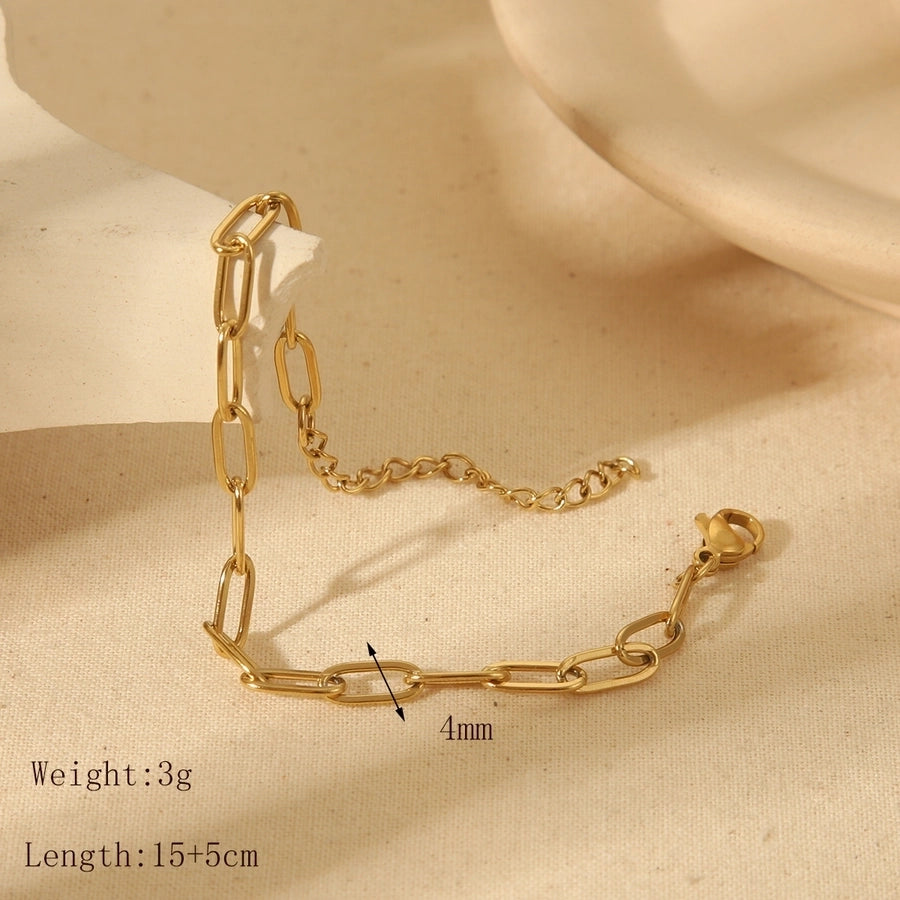 Original Design Simple Style Solid Color 304 Stainless Steel Paperclip Chain Bracelets In Bulk